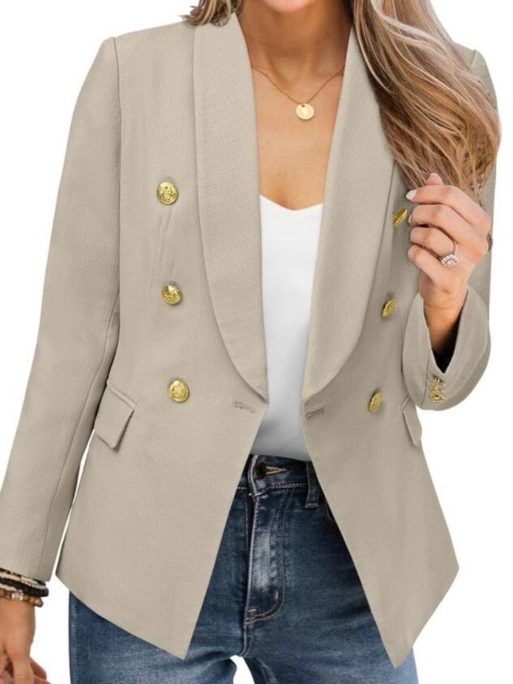 Women’s Double-Breasted Cream/Clay Blazer Jacket